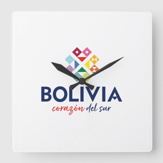 Reloj Bolivia corazón del sur Quadratische Wanduhr (Vorderseite)