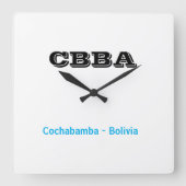 Reloj CBBA Cochabamba Bolivia Quadratische Wanduhr (Vorderseite)