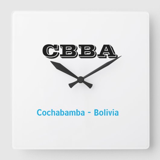 Reloj CBBA Cochabamba Bolivia Quadratische Wanduhr (Vorderseite)