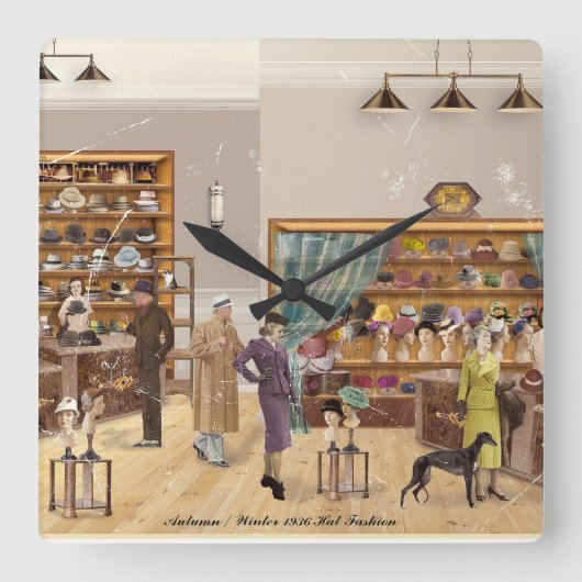 Reloj Cuadrado Autumn - Winter Fashion, 1934 Quadratische Wanduhr (Vorderseite)