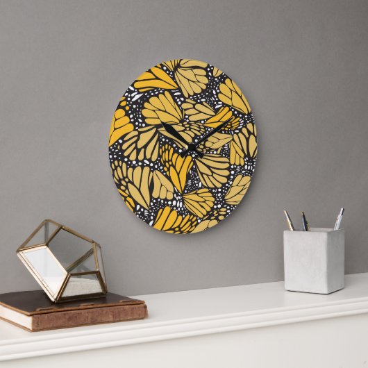 Reloj de pared circular estampado mariposa monarca große wanduhr (Büro)