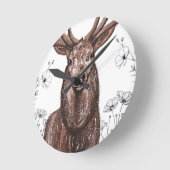 Reloj de pared con diseño de venado con flores. runde wanduhr (Winkel)