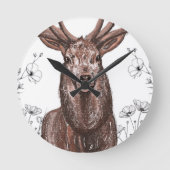 Reloj de pared con diseño de venado con flores. runde wanduhr (Vorderseite)