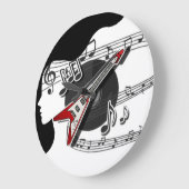 Reloj de pared con notas Musicales Y Mujer Große Wanduhr (Winkel)