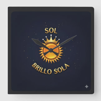 Reloj de Pared Cuadrado con Logo Sol Brillo Sola | Quadratische Wanduhr