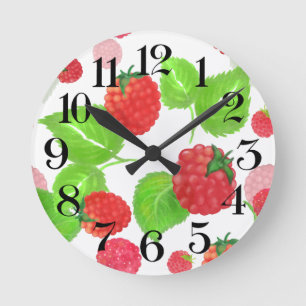 reloj de pared frambuesas a la acuarela runde wanduhr
