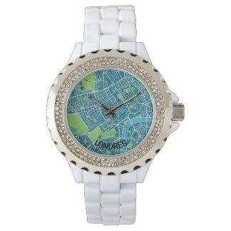 Reloj mapa minimalista de Londres - Azul-verde Armbanduhr
