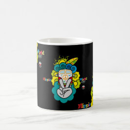 Reloj Redondo Grande HIPPIE WORLD Peace and LOVE Kaffeetasse