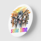 Relojes horse meme – funny horses on a selfie runde wanduhr (Winkel)