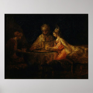 Rembrandt - Ahasuerus Haman und Esther Poster