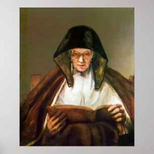 Rembrandt - Alte Frau beim Lesen Poster