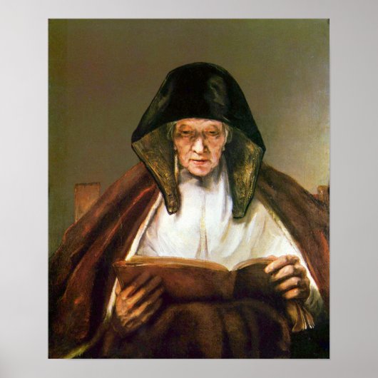 Rembrandt - Alte Frau beim Lesen Poster (Vorne)