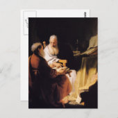 Rembrandt Art Malerei zwei alte Männer Dispute Postkarte (Vorne/Hinten)