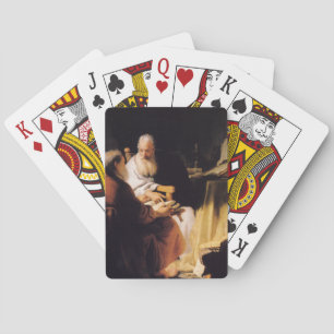 Rembrandt Art Malerei zwei alte Männer Dispute Spielkarten