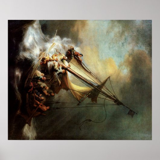 Rembrandt Art Painting Christ im Sturm Poster (Vorne)