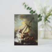 Rembrandt Art Painting Christ im Sturm Postkarte (Stehend Vorderseite)