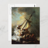 Rembrandt Art Painting Christ im Sturm Postkarte (Vorne/Hinten)