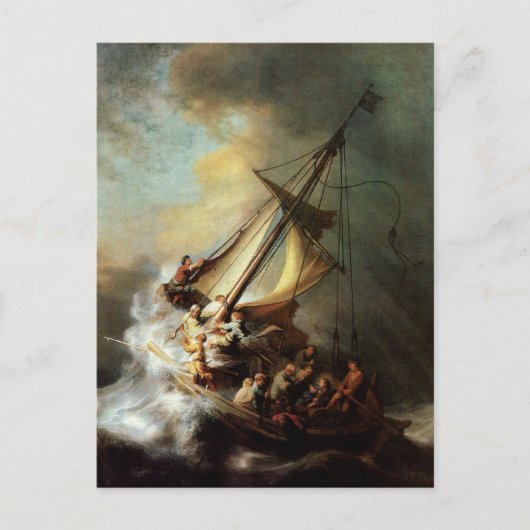 Rembrandt Art Painting Christ im Sturm Postkarte (Vorderseite)