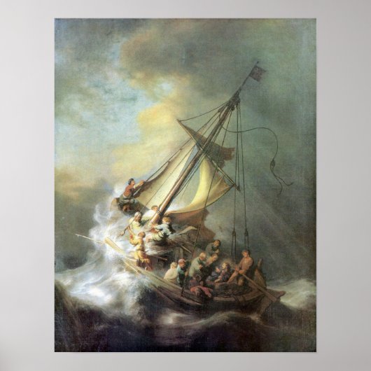 Rembrandt - Christus in einem Sturm am Meer von Ga Poster (Vorne)