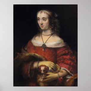 Rembrandt - Dame mit Schoßhund Poster