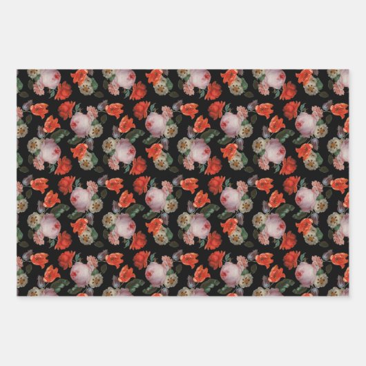 Rembrandt Dark & Moody floral Geschenkpapier Set (Vorderseite 3)