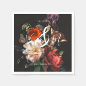 Rembrandt Dark & Moody Floral Monogram Napkins Serviette (Vorderseite)