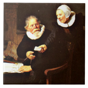 Rembrandt: Der Schiffbauer und seine Frau, 1633 Fliese
