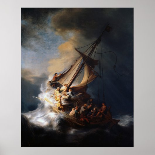 Rembrandt Der Sturm am Meer von Galiläa Poster (Vorne)