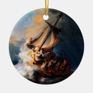 Rembrandt - Der Sturm auf dem See Genezareth Keramik Ornament