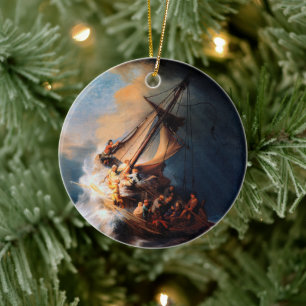 Rembrandt - Der Sturm auf dem See Genezareth Keramik Ornament
