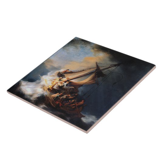 Rembrandt - Der Sturm des Sees von Galiläa Fliese (Seite)