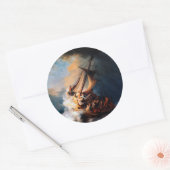 Rembrandt - Der Sturm des Sees von Galiläa Runder Aufkleber (Umschlag)