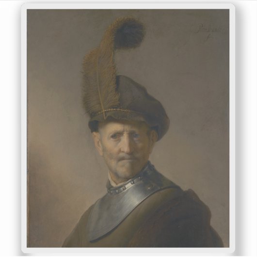 Rembrandt - Ein alter Mann in Militärkostüm Aufkleber (Vorderseite)