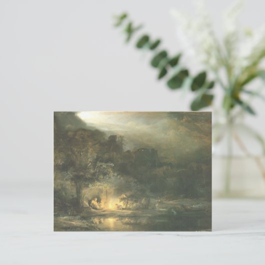 Rembrandt - Erholung über den Flug nach Ägypten Postkarte (Stehend Vorderseite)