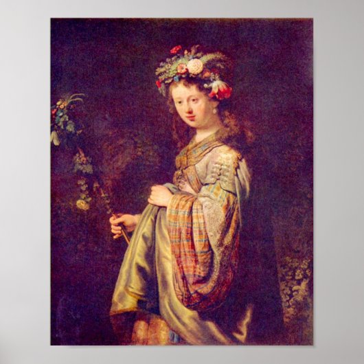 Rembrandt - Flora (Porträt von Saskia als Flora) Poster (Vorne)
