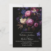 Rembrandt Floral Dark & Moody Goth Wedding Einladung (Vorderseite)