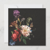 Rembrandt Floral Dark & Moody Square Wedding Einladung (Rückseite)