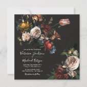 Rembrandt Floral Dark & Moody Square Wedding Einladung (Vorderseite)