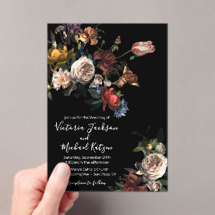 Rembrandt Floral Dark & Moody Wedding Acryleinladungen