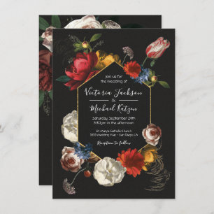 Rembrandt Floral Dark & Moody Wedding Einladung