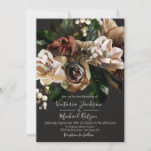 Rembrandt Floral Dark & Moody Wedding Einladung (Vorderseite)
