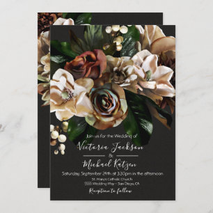 Rembrandt Floral Dark & Moody Wedding Einladung