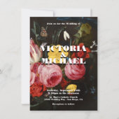 Rembrandt Floral Dark & Moody Wedding Einladung (Vorderseite)