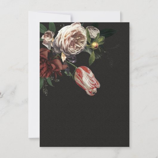 Rembrandt Floral Dark & Moody Wedding Einladung (Rückseite)