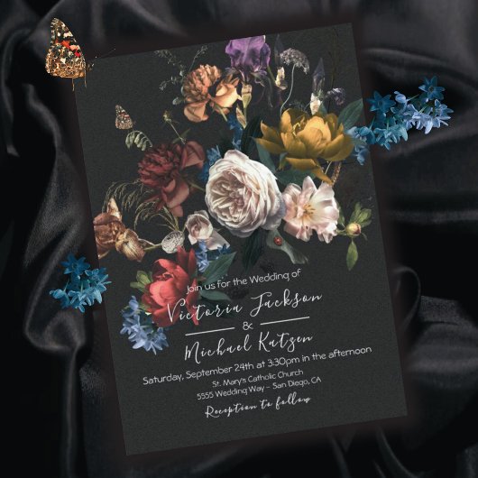 Rembrandt Floral Dark & Moody Wedding Einladung