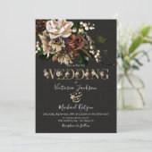 Rembrandt Floral Dark & Moody Wedding Einladung (Stehend Vorderseite)