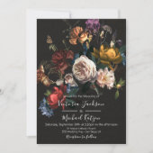 Rembrandt Floral Dark & Moody Wedding Monogram Einladung (Vorderseite)