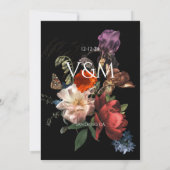 Rembrandt Floral Dark Moody Wedding Monogram Einladung (Rückseite)