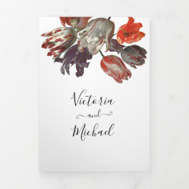 Rembrandt Floral Foto Wedding Tri-Fold Einladung