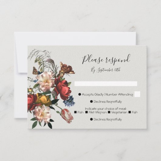 Rembrandt Floral Wedding Response Cards UAWG Einladung (Vorderseite)